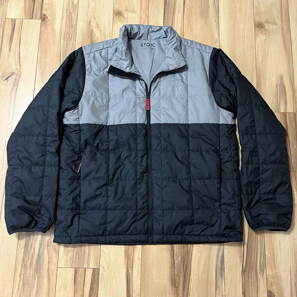 Stoic Mens XL Venture Insulated Jacket  Black and Gray Poly Filled Lightweight